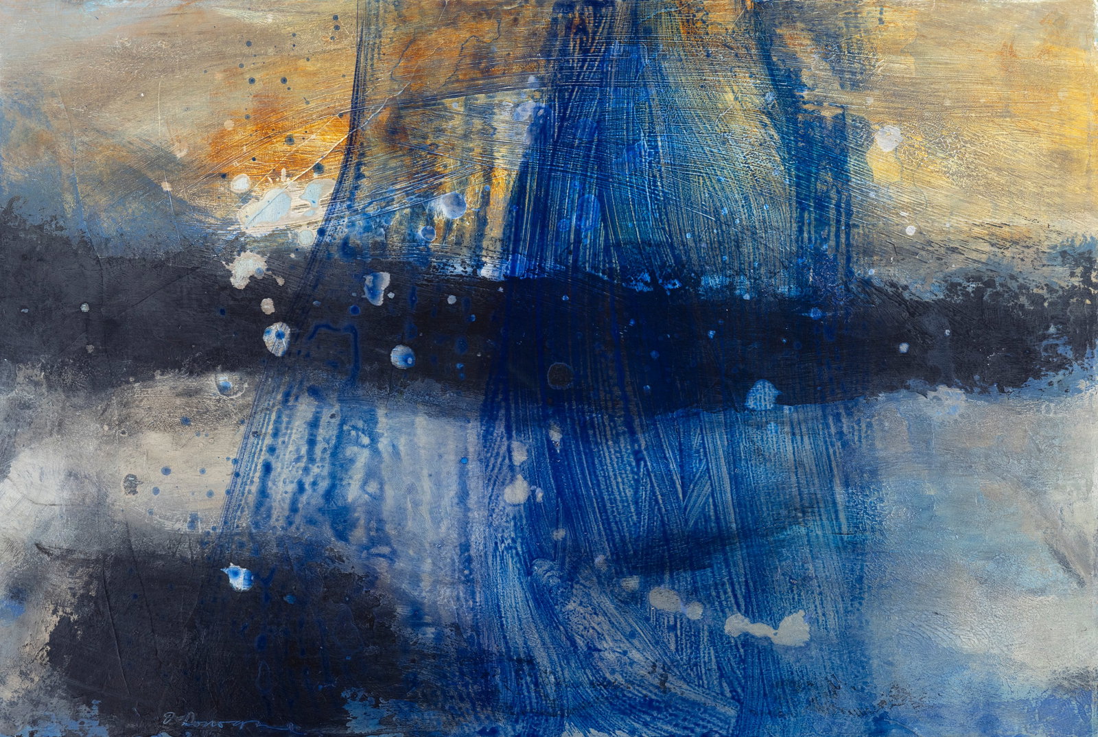 Hughie O'Donoghue RA (b.1953) Course of the Diver Acrylic and mixed media on paper, 38.5 x 58cm (15 (1 of 4)