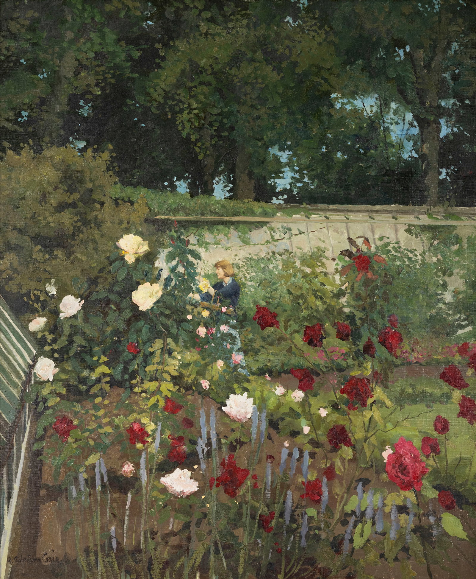 Henry Robertson Craig (1916-1984) In The Rose Garden Oil on canvas, 75 x 62cm (29½ x 24½: Henry Robertson Craig (1916-1984) In The Rose Garden Oil on canvas, 75 x 62cm (29½ x 24½) Signed