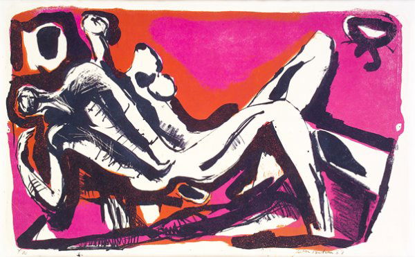 John Behan RHA (b. 1938) Two Figures Lithograph,: John Behan RHA (b. 1938) Two Figures Lithograph, 33 x 53cm Signed and dated '67, numbered 2/10