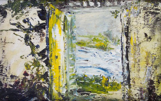 Jack B. Yeats, RHA, (1871-1957) Waterfall Gate, (: Jack B. Yeats, RHA, (1871-1957) Waterfall Gate, (1944) Oil on board, 35 x 22cm, (13.75 x 8.75") Signed Exhibited: Sold at The Victor Waddington Galleries 1944. Literature: Hilary Pyle "Jack B. Yeats"