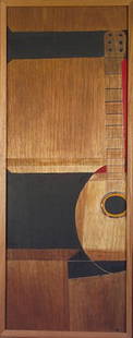 Colin Middleton RHA RUA (1910-1983) Guitar (1972): Colin Middleton RHA RUA (1910-1983) Guitar (1972) Oil on board, 46 x 122cm (48 x 18") Signed bottom right with monogram Literature: "Colin Middleton" by Carlo Eastwood, illustrated p.57. 'Guitar'