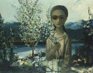 Daniel O'Neill, (1920-1974) Girl with Blossoms O: Daniel O'Neill, (1920-1974) Girl with Blossoms Oil on board, 61 x 76 cm, (24 x 30") Signed (lower left) and titled (verso)