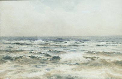 Helen Sophie O'Hara, SWA, (1846-1920) Seagulls O: Helen Sophie O'Hara, SWA, (1846-1920) Seagulls Over Surf Watercolour, 34.3 x 52cm, (13.5 x 20.5") Signed with monogram 'HOH'