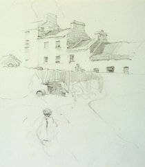 Walter Frederick Osborne, RHA ROI (1859 - 1903) B: Walter Frederick Osborne, RHA ROI (1859 - 1903) Boy on the Pier, Roundstone Pencil, 17 x 24cm (6.75 x 9.5") Another view of location near Roundstone verso Literature Listed 38 (VII) in catalogue of