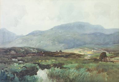 Frank McKelvey RHA, RUA (1895-1974) Gathering Tur: Frank McKelvey RHA, RUA (1895-1974) Gathering Turf Watercolour, 37 x 52cm (14.5 x 20.5") Signed