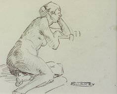 Mary Swanzy HRHA (1882-1978) Colarossi - 10 minut: Mary Swanzy HRHA (1882-1978) Colarossi - 10 minute sketch (1909, Paris) Pencil, 11x 14cm (4.25 x 5.5") Atelier stamp