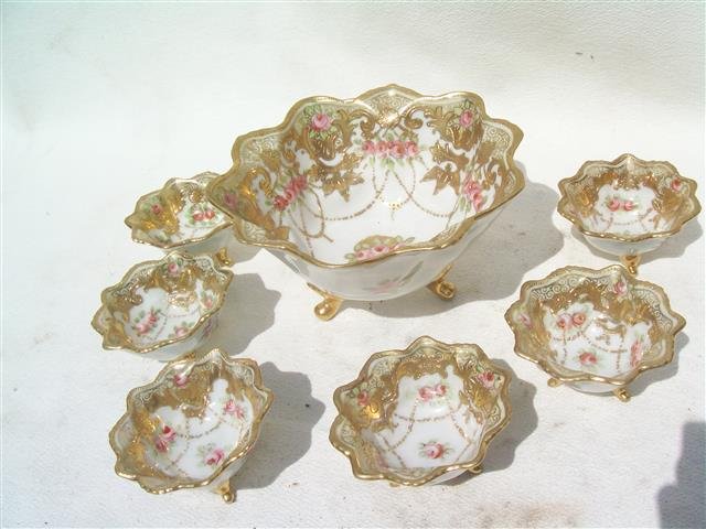 ANTIQUE set of  NIPPON Bowls 7 PCS - Gold Plated (1 of 9)