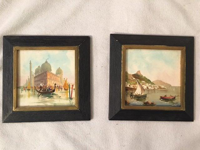 Pair of English Paintings on Porcelain Tile (1 of 10)