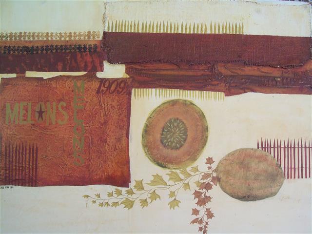 Richard Wynn oil on Masonite Painting - signed 1964: Richard Wynn Oil Painting on Masonite.Title: Melons 1909Size: 24" by 33"Material: Oil painting + rag on MasoniteSigned: Richard Wynn 1964reverse note: written Case #11 The lot is sold without a frame.
