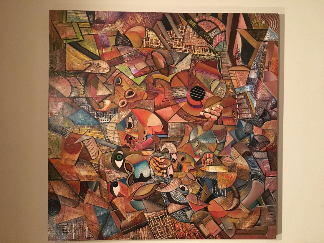 A large Cubist oil on canvas painting (1 of 15)