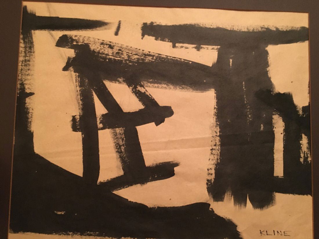 After Franz Kline ink on paper art work: After Franz Kline ink on paper art work.Frame dimensions 21" inches by 25" inches. Sheet size 16" 1/2 by 22" 1/4 Franz Kline was an American painter. He is associated with the Abstract Expressionist m