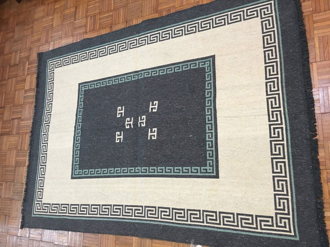 Blanket Greek Meandros Hellenic style double sided rug (1 of 9)