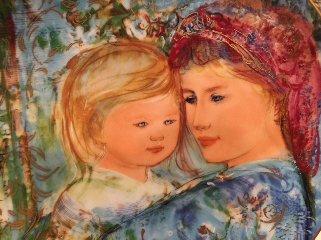 Edna Hibel plate titled Michele & Anna: Edna Hibel plate titled Michele & Anna measuring 8" 1/2 inches