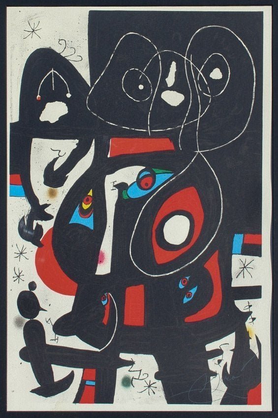 After JOAN MIRO (Spanish, 1893-1983) La Metamorphose: After JOAN MIRO (Spanish, 1893-1983) La Metamorphose lithograph: Sight size 24.25" x 17.5", plate signed lower right, black lacquer frame size 35" x 28".