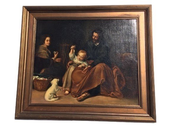 Antique signed European large Oil on Canvas painting (1 of 8)