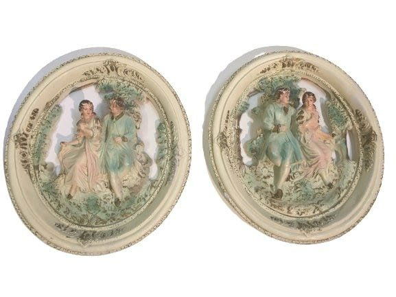 Pair of large wall hanging Victorian plaster plaques (1 of 11)