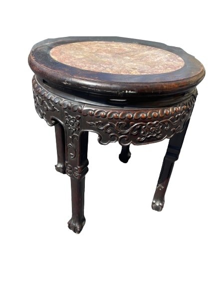 Antique Chinese marble top rosewood pedestal stand (1 of 8)