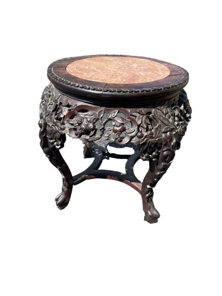 Antique Chinese marble top rosewood pedestal stand (1 of 13)