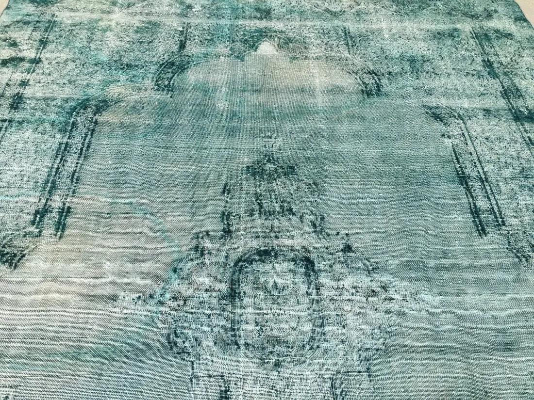 Overdyed Hand Knotted worn Wool Persian Rug (1 of 7)