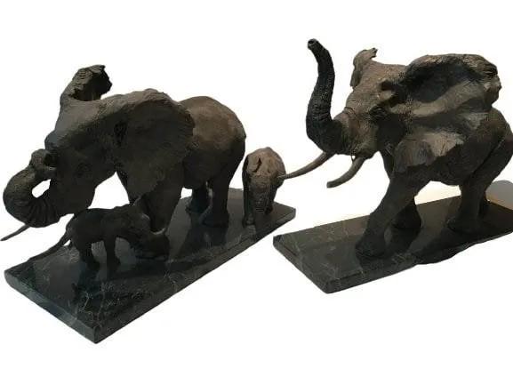 Joseph Vara limited edition Elephant statues: Joseph Vara limited edition elephant statues. Each work is Signed , tiltled and numbered on the marble base. They are not Bronze and made of composite.first called : Innocence & determination 1996 edi
