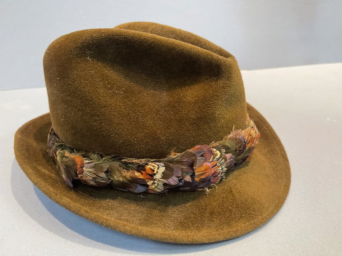 A Men's Cavanagh Velour Fedora Hat with Feathers (1 of 8)