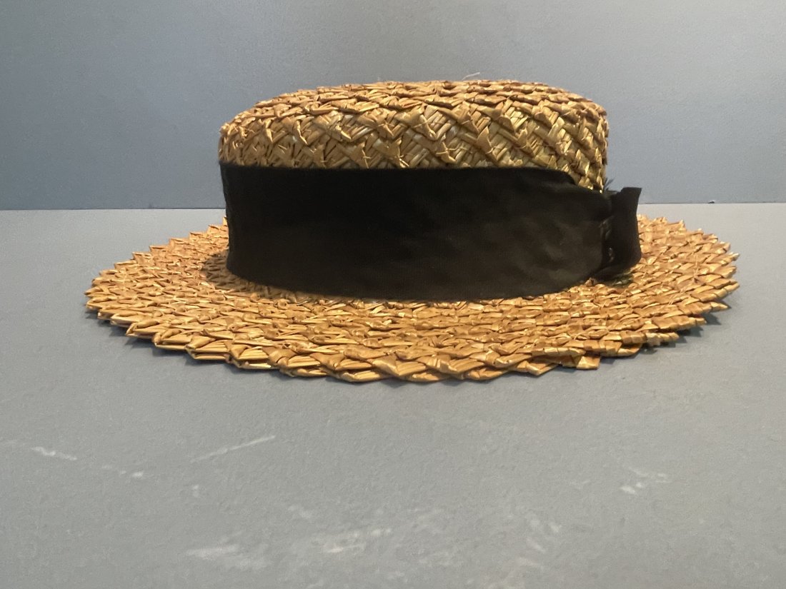 Ladies Italian vintage Boater Straw Hat (1 of 9)