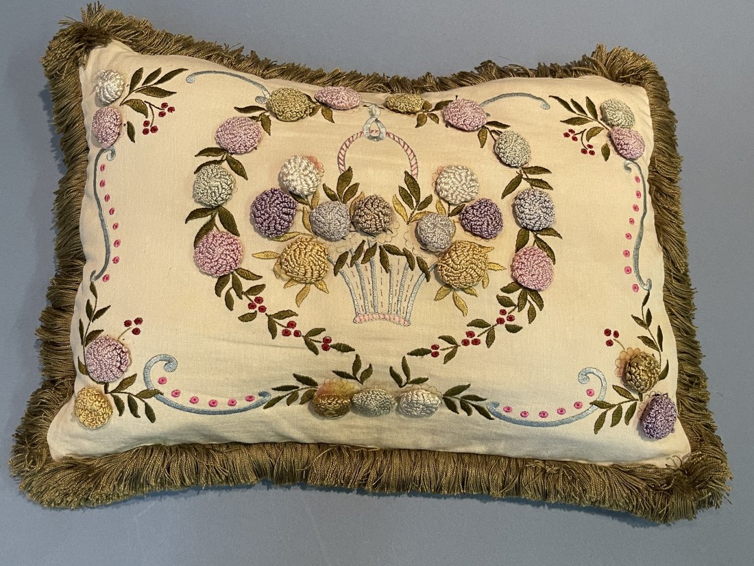 A vintage embroidery Hand stitched pillow: A vintage embroidery Hand stitched pillow.
