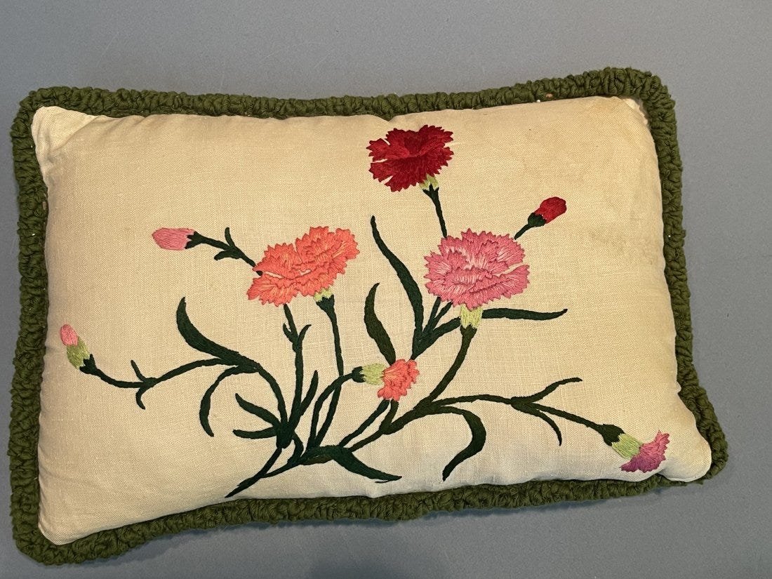 A vintage embroidery Hand stitched pillow: A vintage embroidery Hand stitched pillow