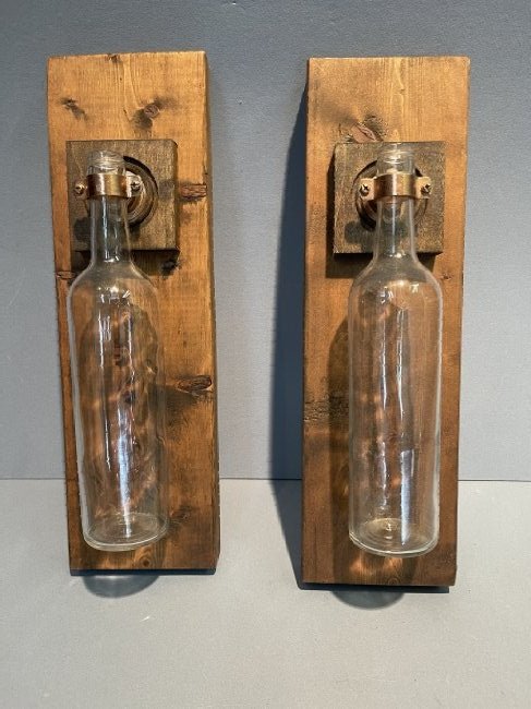 A Pair of Unique wall hanging bottles art sconces (1 of 7)