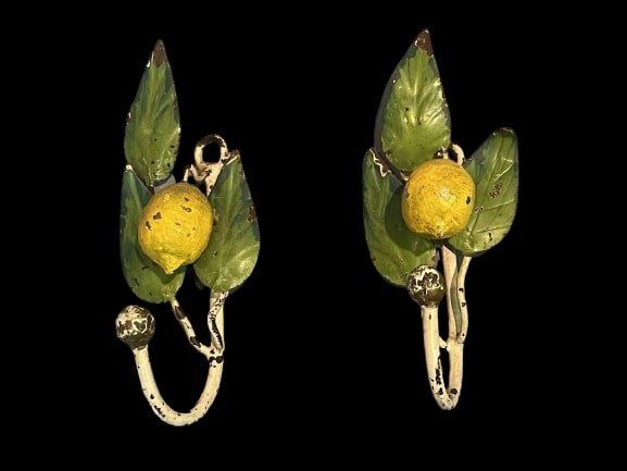 Pair of vintage Lemon wall mount hook coat hangers: Pair of vintage Lemon wall mount hooks or coat hangers.