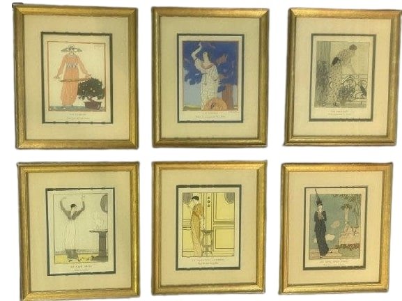 Group of six Gazette du Bon Ton Pochoir fashion prints (1 of 9)