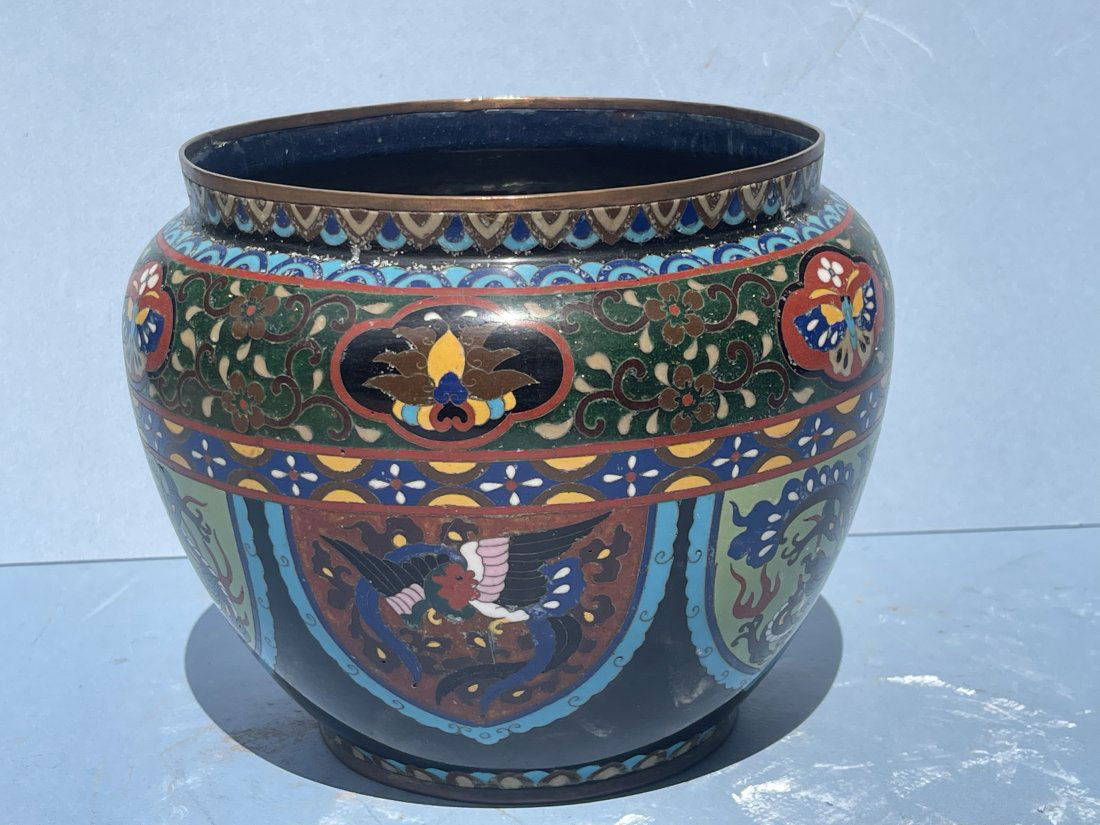 A vintage cloisonne enamel pot / vase (1 of 14)