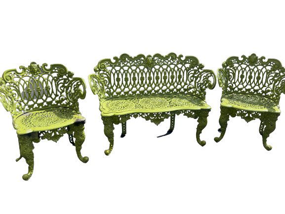 Set of Antique Victorian cast iron bench & chairs (1 of 20)