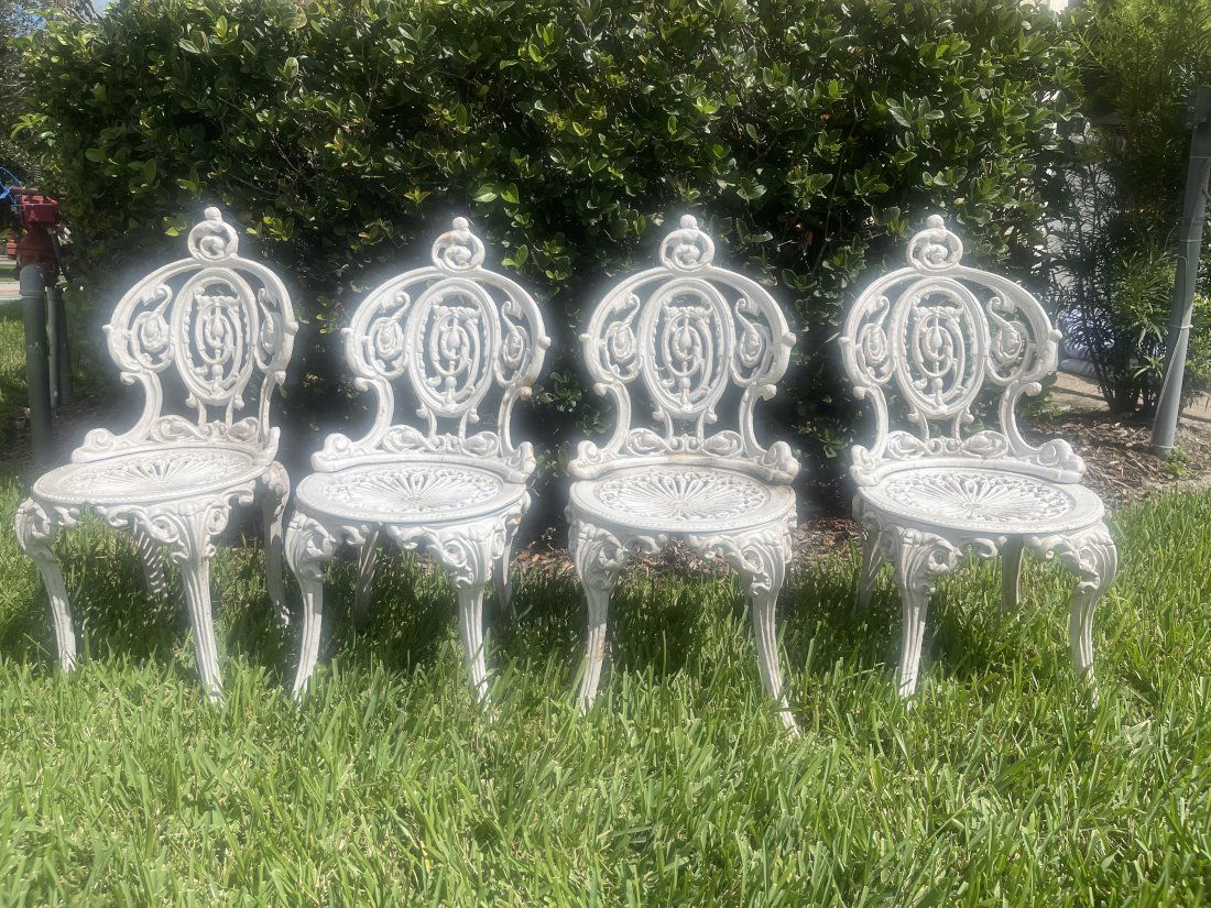 Set of Four Antique Victorian Cast Iron Chairs (1 of 18)