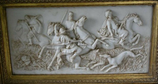 An old Alabaster Hunting Scene Relief Framed Art (1 of 20)