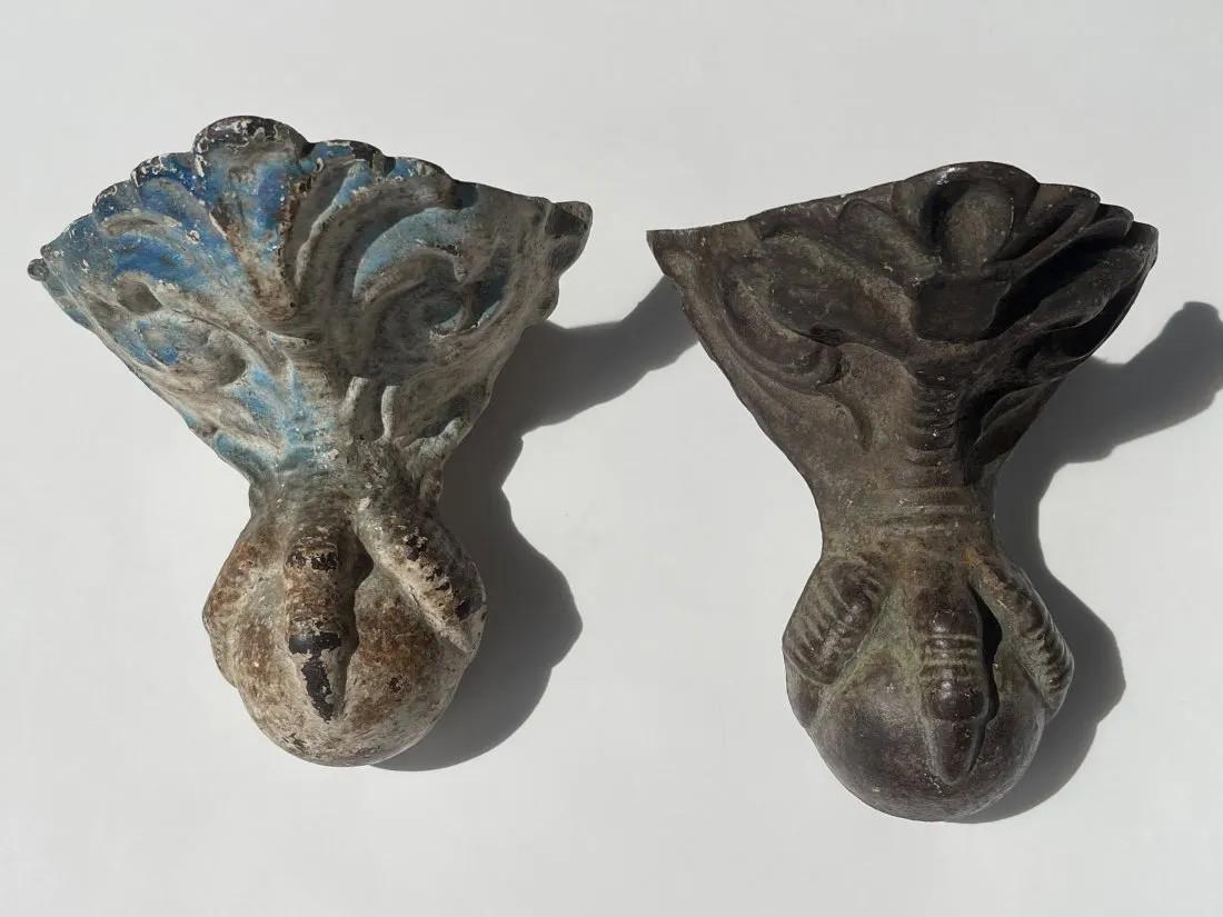 A pair of Cast Iron Ball & Claw stove legs or andiron: A pair of Cast Iron Ball & Claw stove legs or andiron.