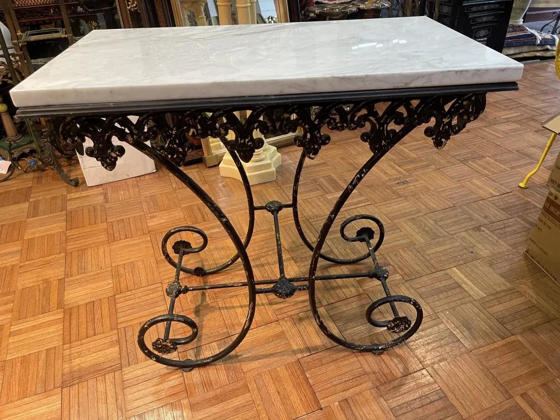 Old French pastry table or Marble Top Iron Bakers Table (1 of 20)