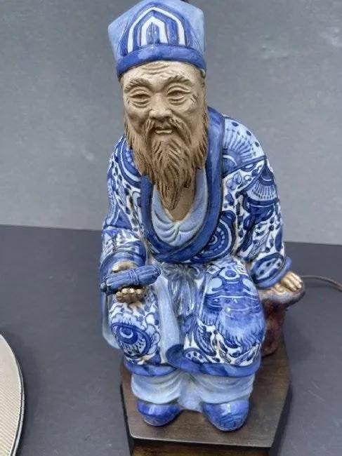 A vintage Oriental porcelain blue & white table Lamp (1 of 12)