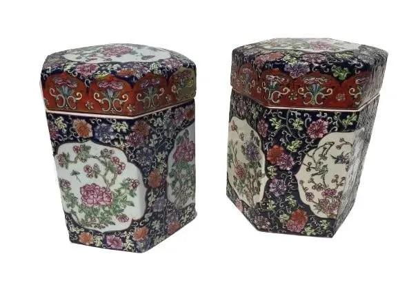 Important pair of hexagon Chinese Ginger Jars (1 of 14)