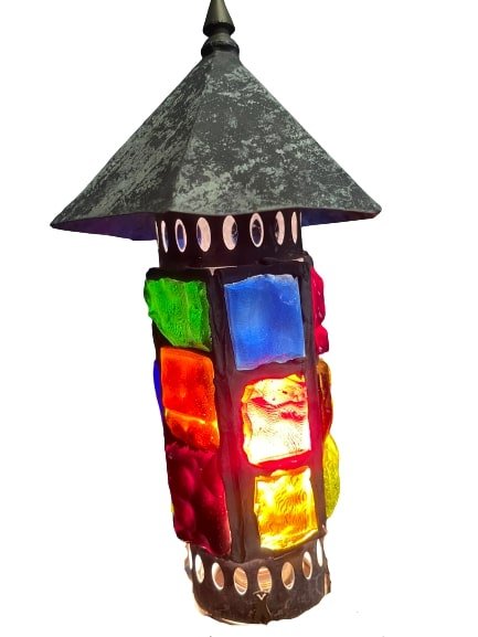 Vintage small Color glass lamp shade: A small vintage color glass lamp shade.Measures 13 inches tall by 3 inches base opening.