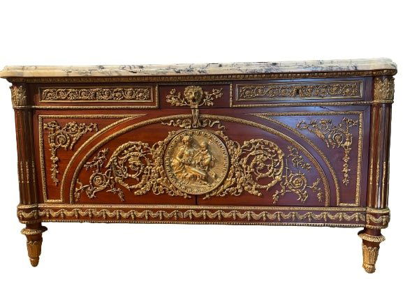 A Louis XVI Style Gilt Bronze Mounted Commode a Vantaux (1 of 20)