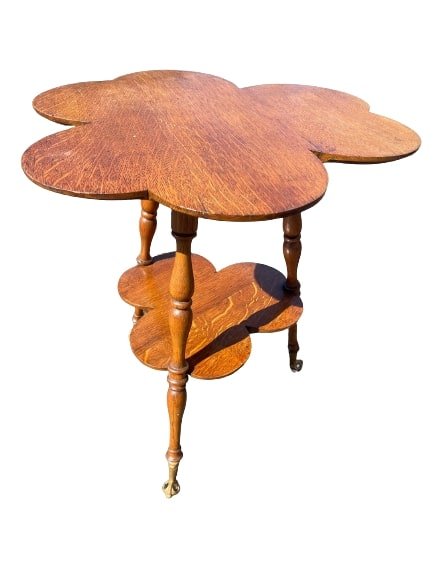 Antique Oak Clover double tear table (1 of 13)