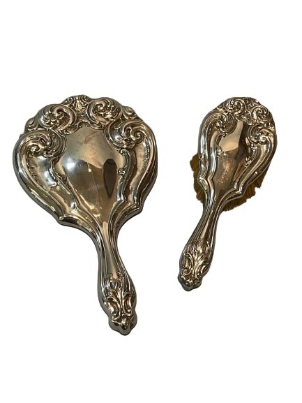 Vintage Mirror & hair brush silver plated Vanity Set (1 of 9)