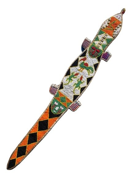 African Tribal Yoruba Beaded with Shell Accents Lizard (1 of 14)