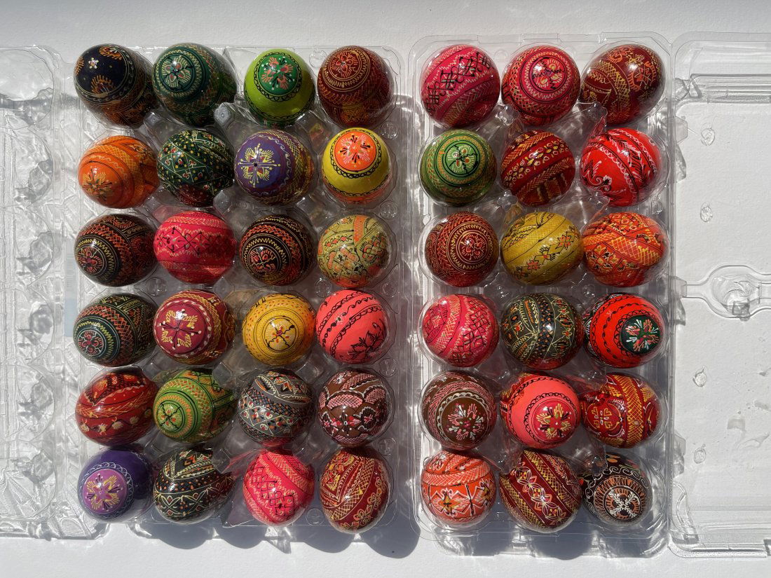 Collection of 42 hand painted eggs: Collection of 42 hand painted eggs.