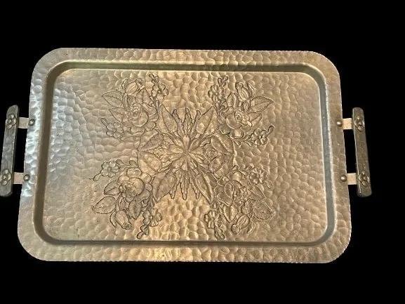 Aluminum rectangular hand forged serving Tray (1 of 11)