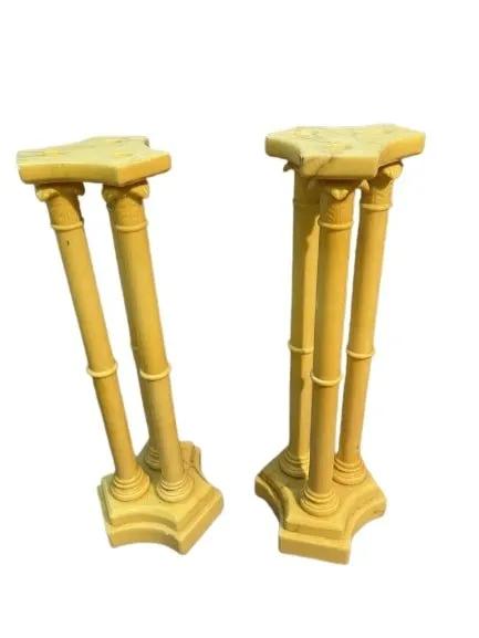 Pair of Neoclassical Triple Column Alabaster Pedestals (1 of 16)