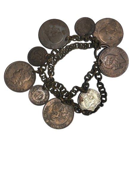 Antique Charm bracelet: Antique Charm Bracelet made by old European coins.