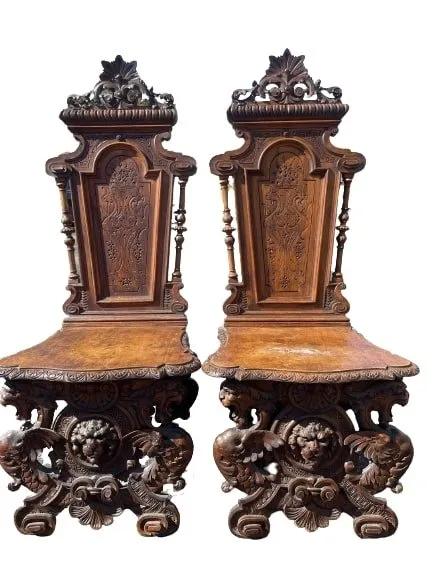 Pair of European Renaissance Gothic carved chairs (1 of 20)