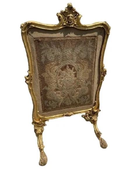 Antique French fire screen & mirror (1 of 18)